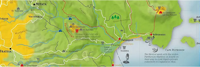 Lagekarte Paleokastro Insel Kythira Griechenland
